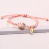 Hand Woven Wax Thread Ceramic Wealth Attracting Cat Bracelet, Cute Cat Adjustable Hand Rope Bracelet