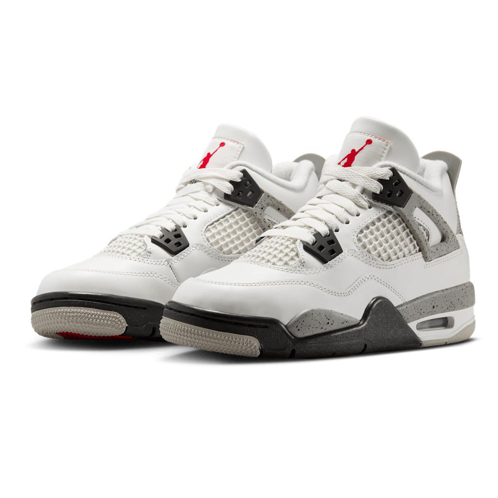 Air Jordan 4 Retro OG GS White Cement 2025 Kids Sneakers Tech-Grey Black Fire-Red IB4171-100