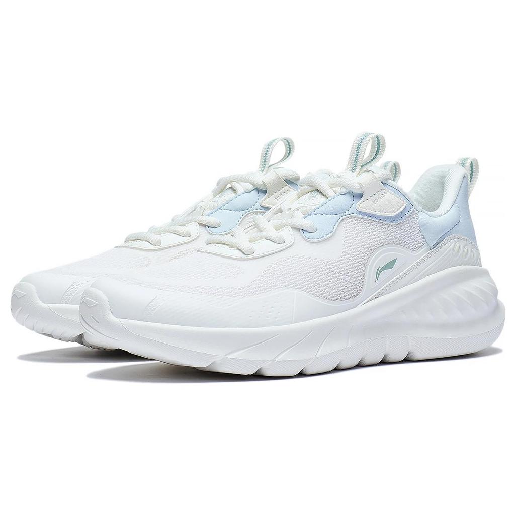 New LiNing EasyFit Fle Cushioned Wear Resistant Breathable Low Top Casual Running Shoes Women's White Blue ARST074-3