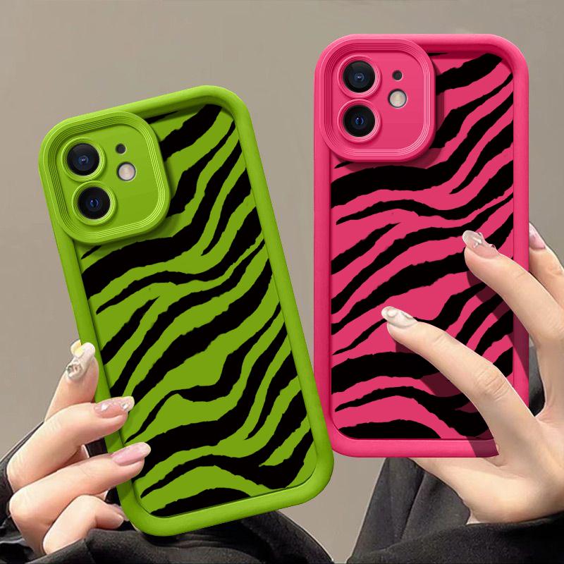 Zebra-Streifen Hülle für iPhone 16 Pro Max 15 Pro 14 Plus 13 12 11 Xr Xs X 8 7 Stoßfestes TPU Weichem Linsenschutz Hülle