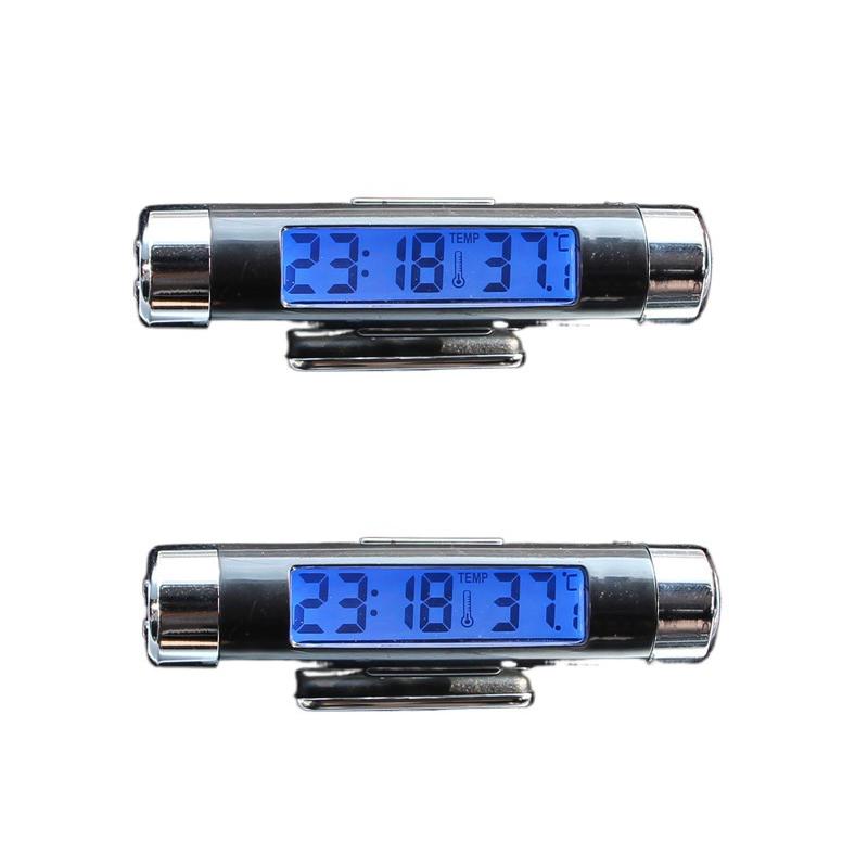 Przenośny samochodowy wyświetlacz cyfrowy LCD zegar/temperatura do nawiewu, przełączanie 12/24h, z podświetleniem, do akcesoriów samochodowych