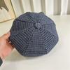 New plaid denim beret women's spring and autumn trend versatile octagonal pumpkin hat couple painter hat