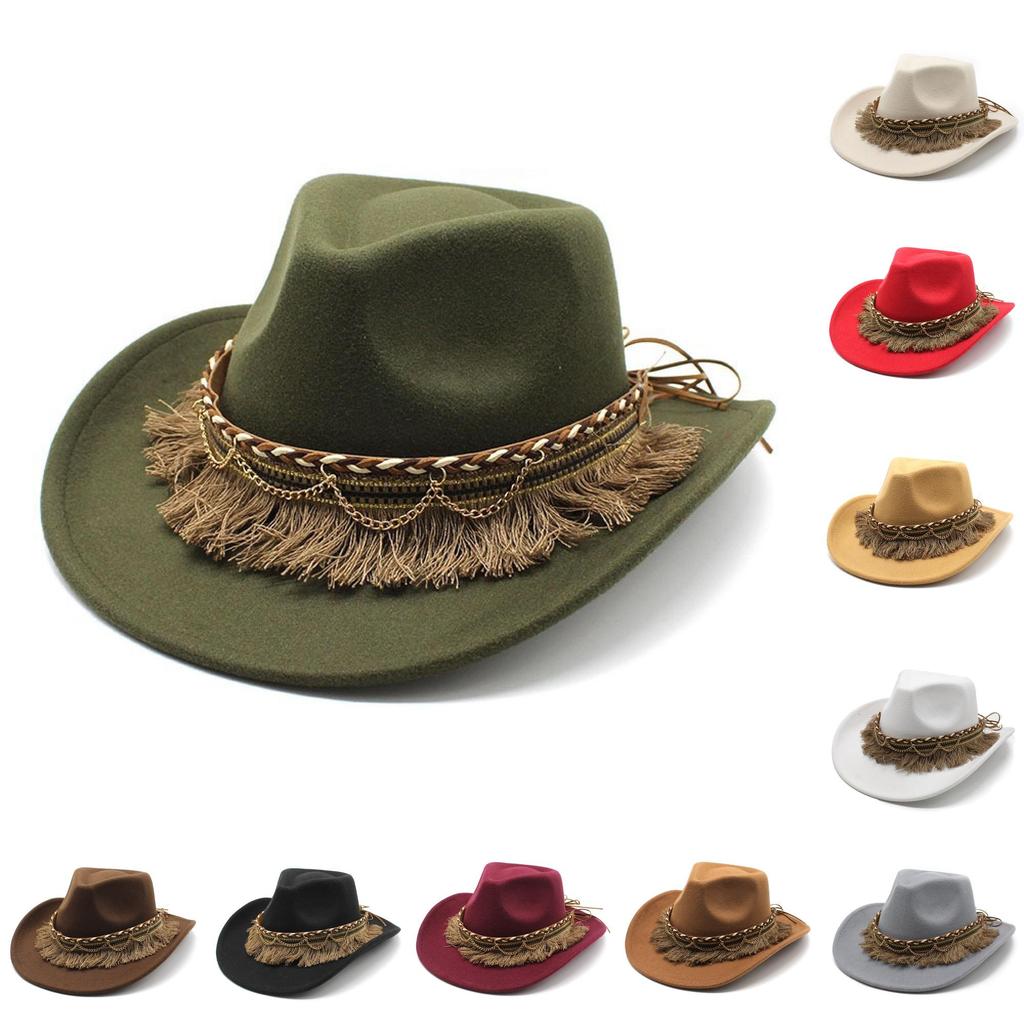 Sombrero de Fieltro Estilo Étnico Vintage con Ala Ancha Para Hombres Mujeres Protección Solar de Verano