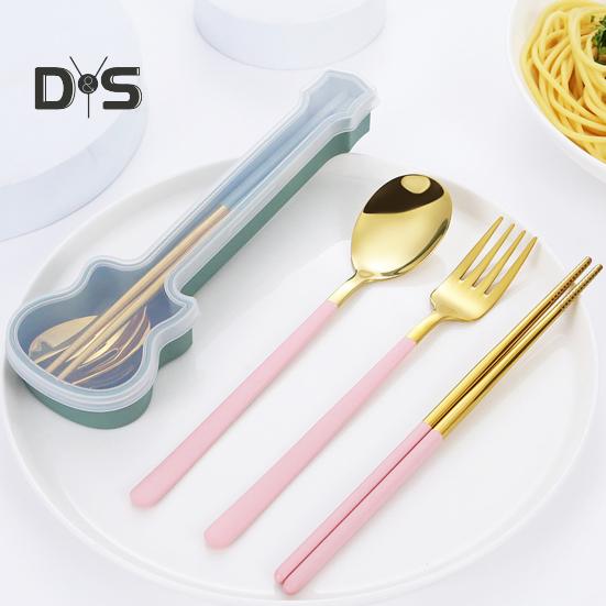 3 sztuk/zestaw zastawa stołowa zestaw sztućców piknikowych Food Grade mała wysoka wytrzymałość łyżka kempingowa widelec zestaw pałeczek
