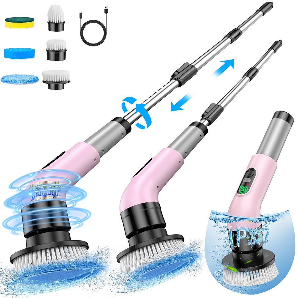 Electric Multi-Functional Wireless Rotating Cleaning Brush for Bathroom & Kitchen with Telescopic Handle English packaging