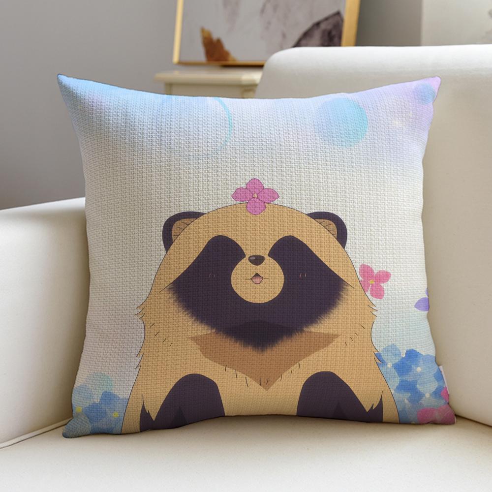 you and the rain tanukiS Cushion Cover Breathable and skinfriendly linen pillowcase square removable and washable cushion