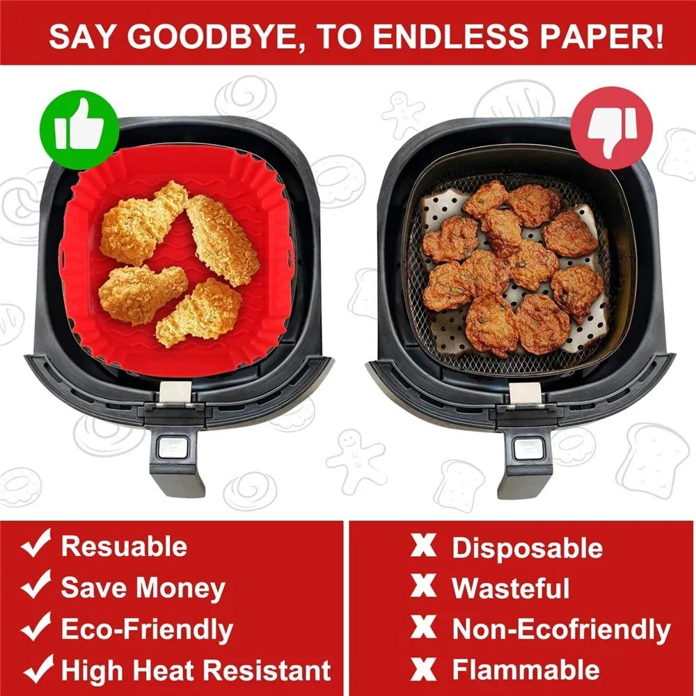 Silikon-Backblech für Heißluftfritteusen, wiederverwendbares Pizzablech für Heißluftfritteusen, Zubehör für Heißluftfritteusen, Antihaft-Silikon-Einlage, Küchenhelfer