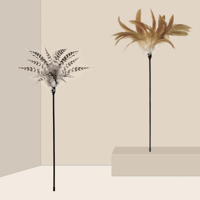 Feder Kätzchen Quaste Spielzeug Kätzchen Lustig Bunte Stange Katze Stab Spielzeug Haustier Katze Spielzeug Interaktiver Stock Haustier Katze Jagd Zubehör