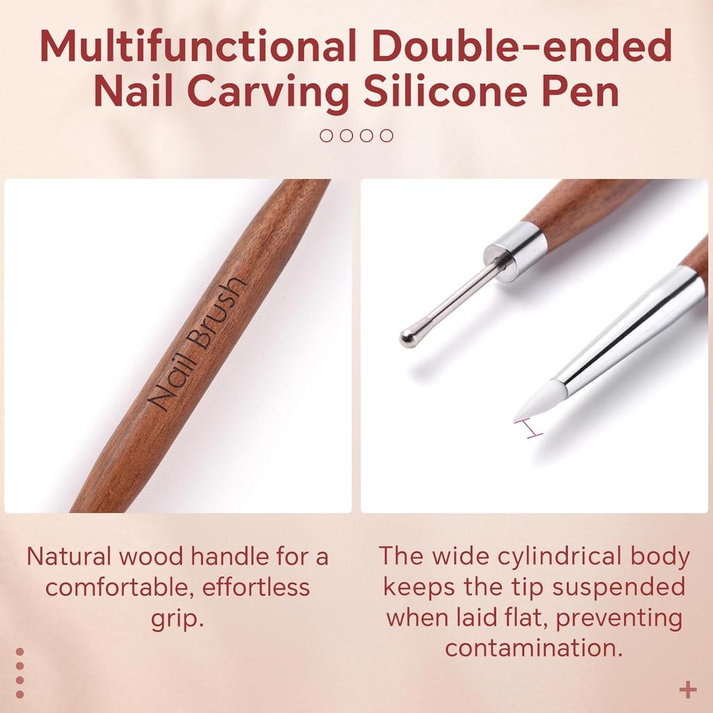 Nail Art Brushes Double Headed Nails Art Pen Multifunctional Gel Nail Polish Pens Nail Art Tools for Nail Glue Adjustment Nail Dotting Tool