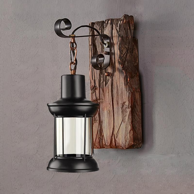 

Винтажный деревянный настенный светильник E27 промышленный ресторан гостиная креативный коридор фон настенный декоративный светильник No light bulb