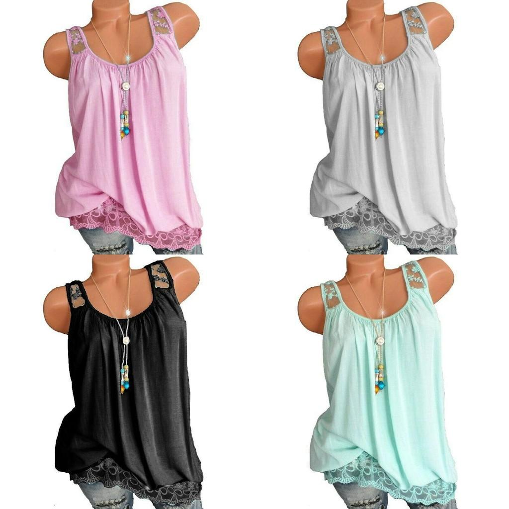 Premium Quality Sexy Women's Summer Sleeveless Lace T-shirt Vest For Effortless Style