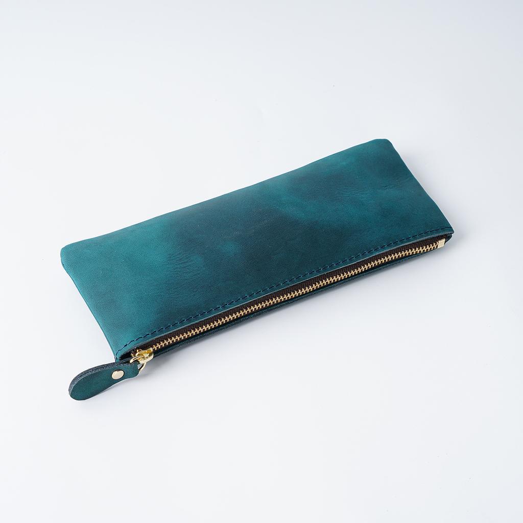 Vintage Echte Leder Reißverschluss Federmäppchen Rindsleder Schreibwaren Organizer Stifthalter Schreibutensilien Tasche Reiseaccessoire Tasche