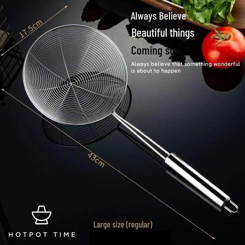 Stainless Steel Kitchen Drain and Frying Spoon - Large Noodle Filter Screen