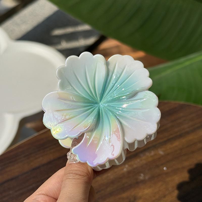Boho Korean Gradient Colorful Flower Ponytail Shark Hair Clip Claw Women Temperament Hairpin Barrettes Hair Hawaiian Accessories
