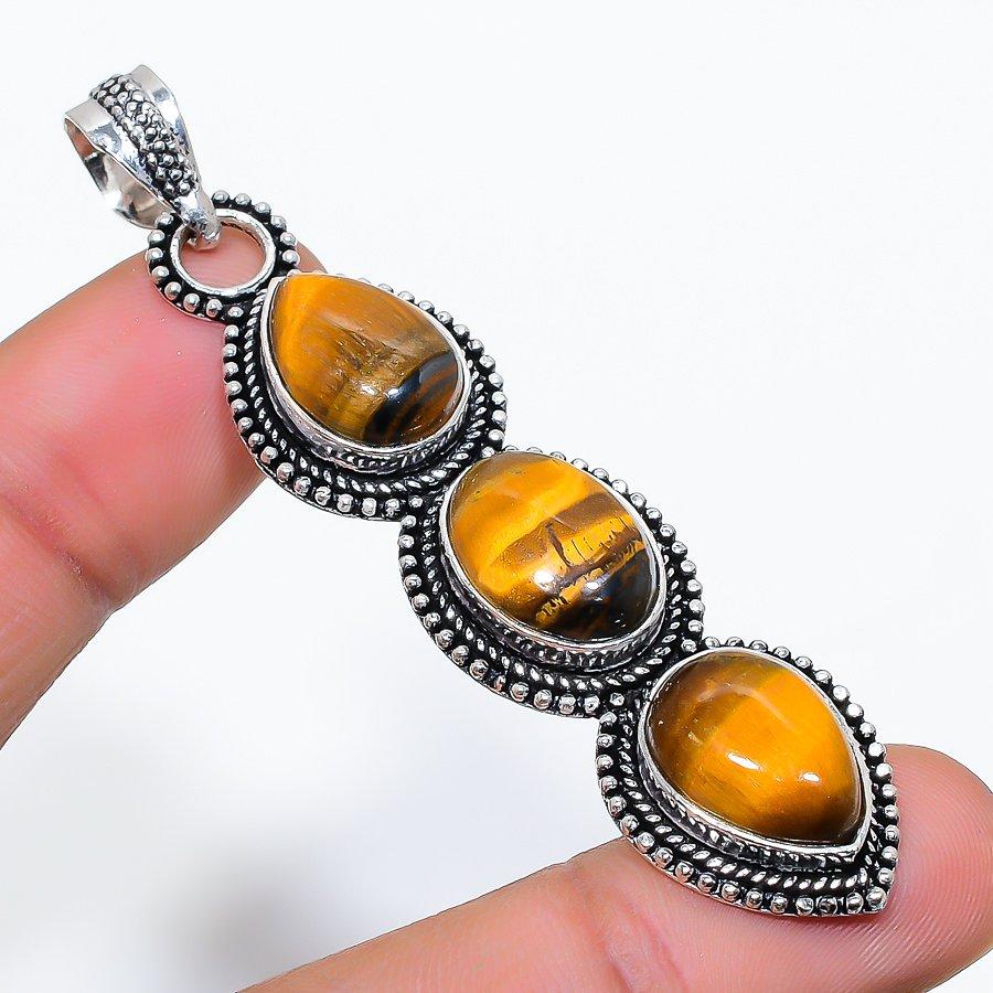 

Tiger Eye Gemstone Handmade Jewelry Pendant 2.76 VR-4214