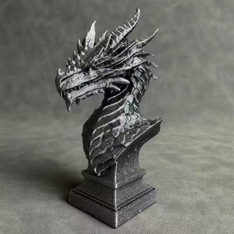 Kreative 3D-gedruckte Drachenkopf-Skulptur Heim-Schreibtisch-Ornament für Wohnzimmer Bar Gotische Dekoration Für Ihn Geburtstagsgeschenk