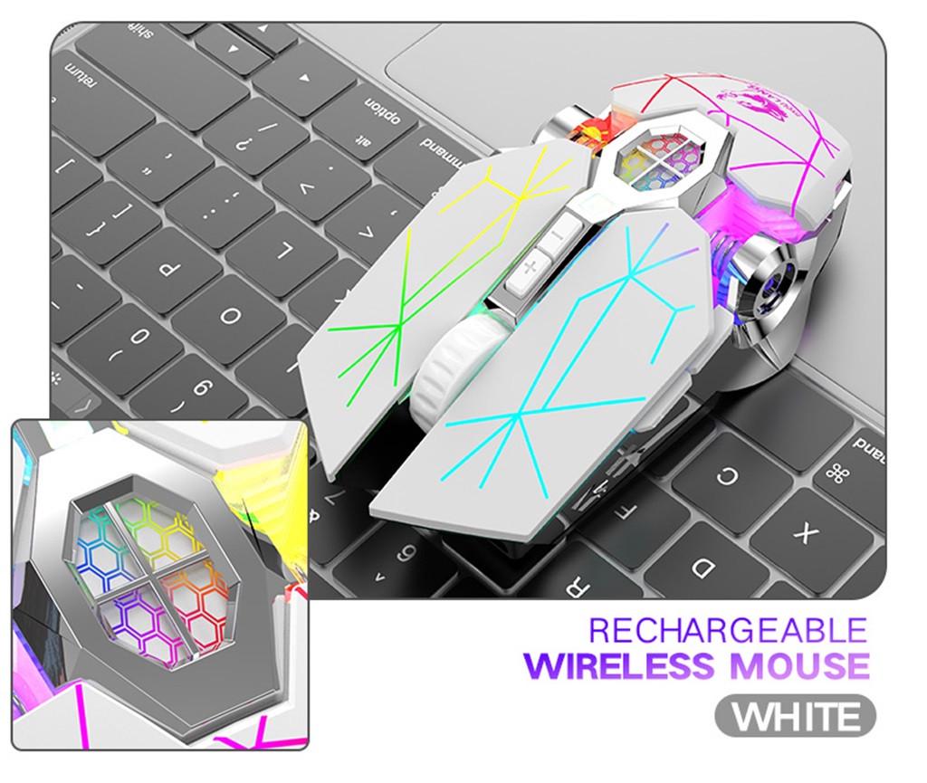 JM Shop Wireless Rechargeable Game Mouse Mute Liquid-cooled Shining Mechanical Mice