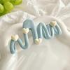 Blue Heart Waved Shaped Hair Claw Cream Color Clip for Women Sweet Cute Irregular Shark Hairpin Unique Hair Decoration