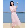 2025 Summer Tencel Blend Lace Square Neck A-Line Midi Dress