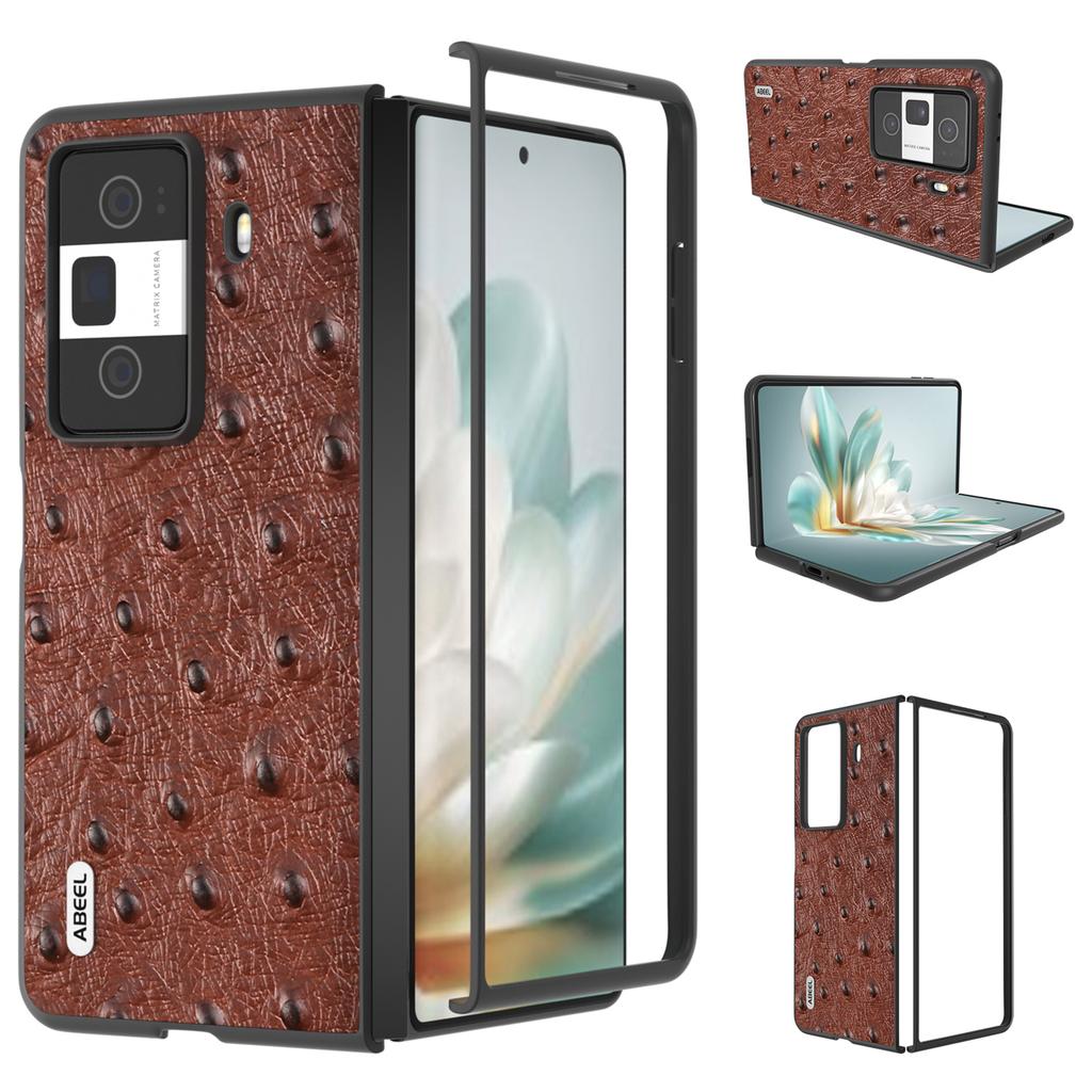 For Honor Magic Vs3 5G Case Ostrich Texture Genuine Cow Leather+PC Cover
