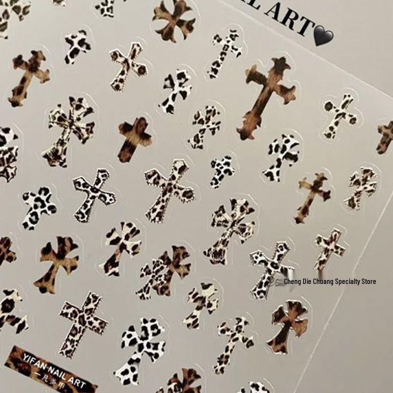 Naklejki do zdobienia paznokci Y2K Pantera i Gwiazda - Słodkie i Pikantne DIY Srebrne Klejące