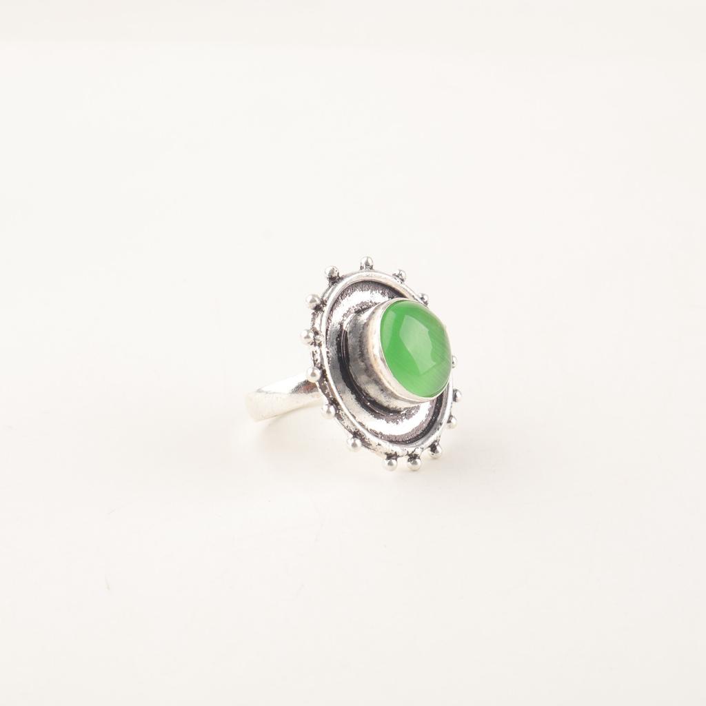 Natural Green Cat's Eye Gemstone 925 Sterling Silver Jewelry Handmade Ring Gift RR-49-43