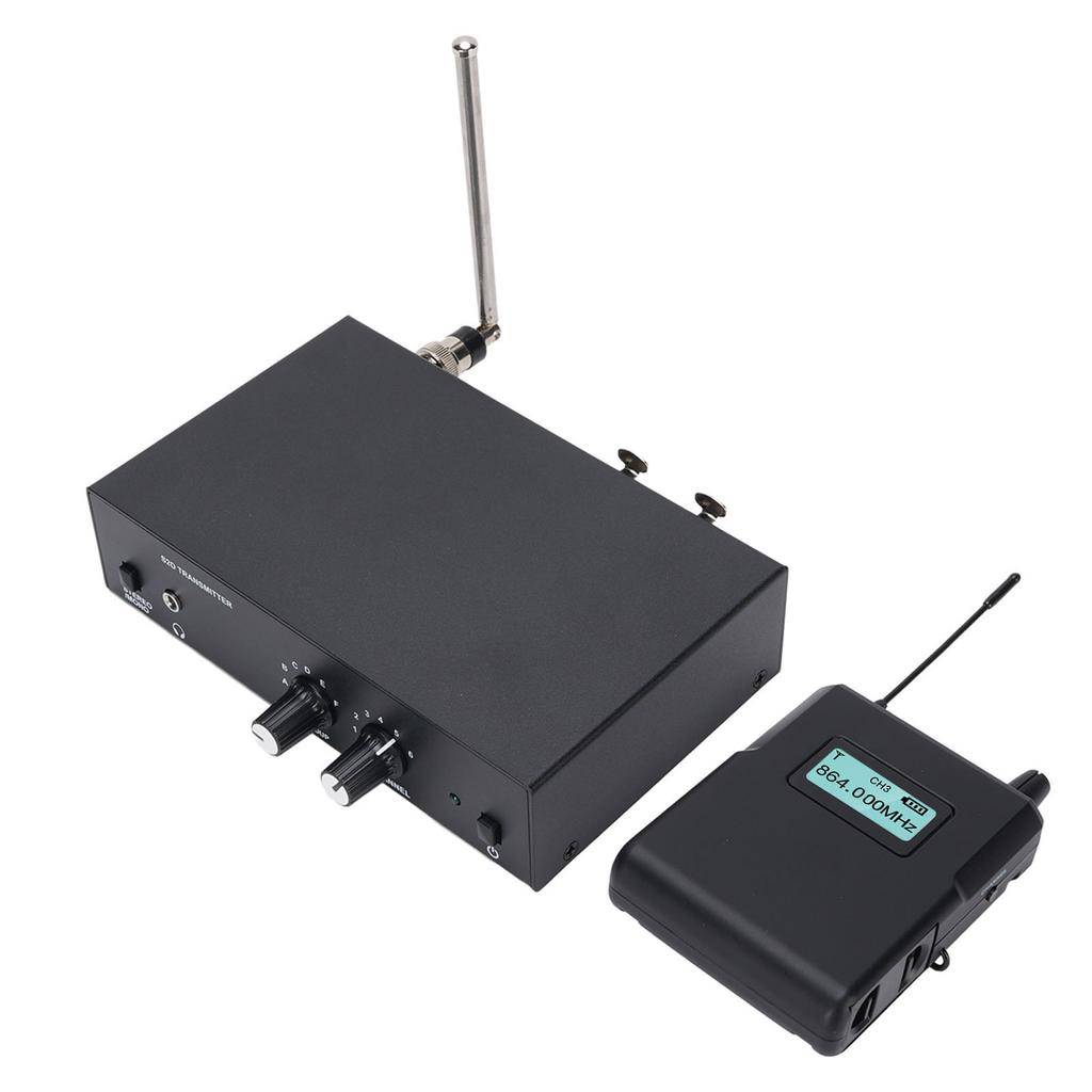 Wireless Ear Monitoring System 863 to 865Mhz Professional Stereo Wireless IEM System with Transmitter and Receiver for