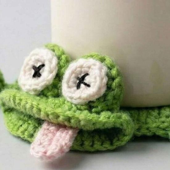Crochet Coaster Frog Squid Turtle Insulating Coffee Mats Animal Pattern Drink Coasters Novelty Gift for Home Party Office