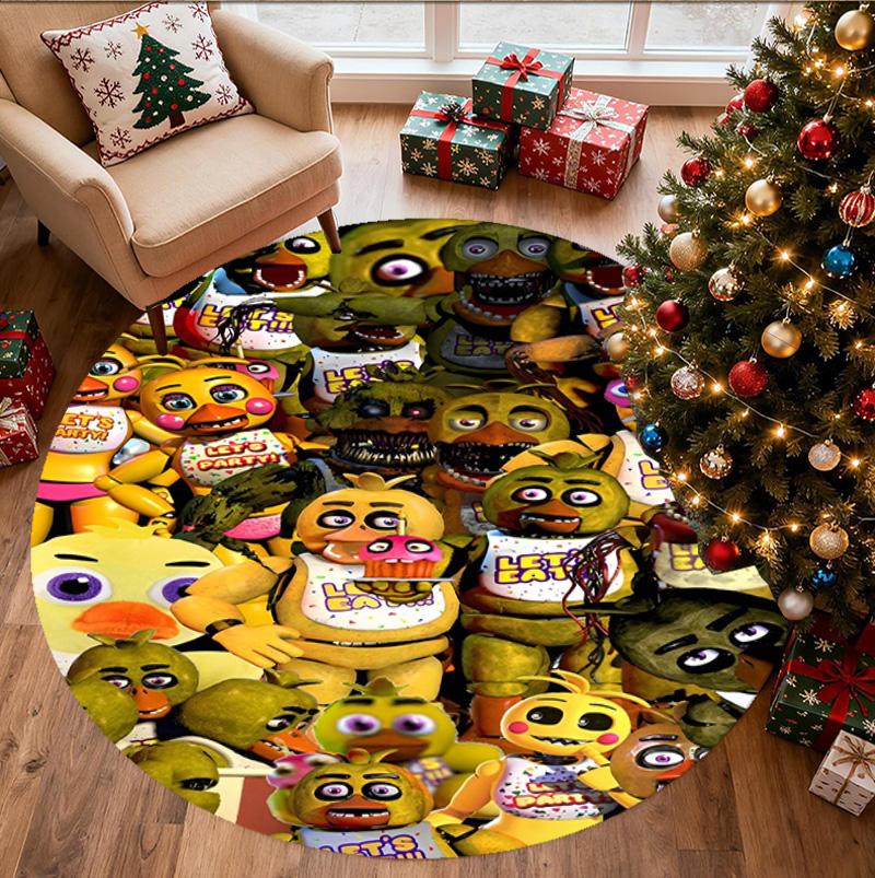 Five Nights at Freddy's Pattern Round Rug, Indoor/Outdoor Mat, for Picnic, Gameroom, Bedroom, Office, Living Room, Home Decor Carpet, Birthday Gift