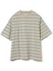 BEAMS TEE Loose Striped Gray Large 11041379639 S/S T-Shirt Men's