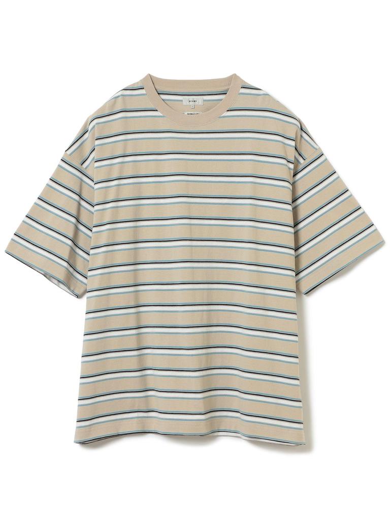 BEAMS TEE Loose Striped Gray Large 11041379639 S/S T-Shirt Men's