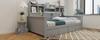 Schlafsofa 90x200, Schubladen und Regale, Lattenrost, Kinderbett, Jugendbett, Einzelbett, Massivholzbett Grau