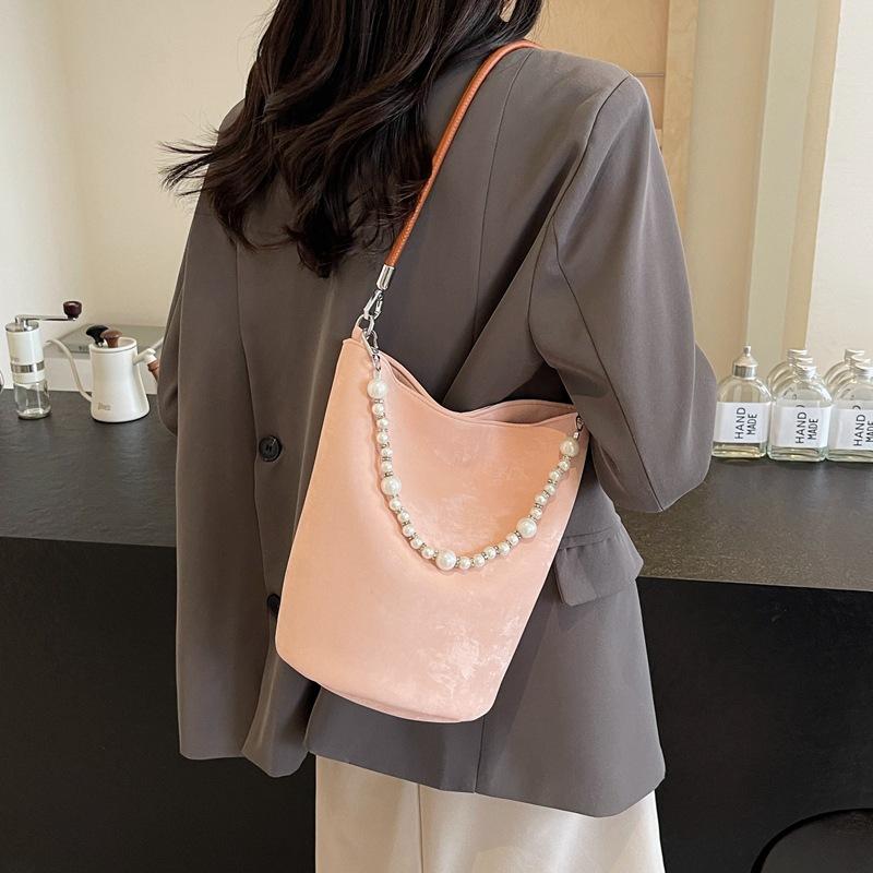 Popular fashion small bag women's new trendy fashion texture pearl handbag crossbody bucket bag