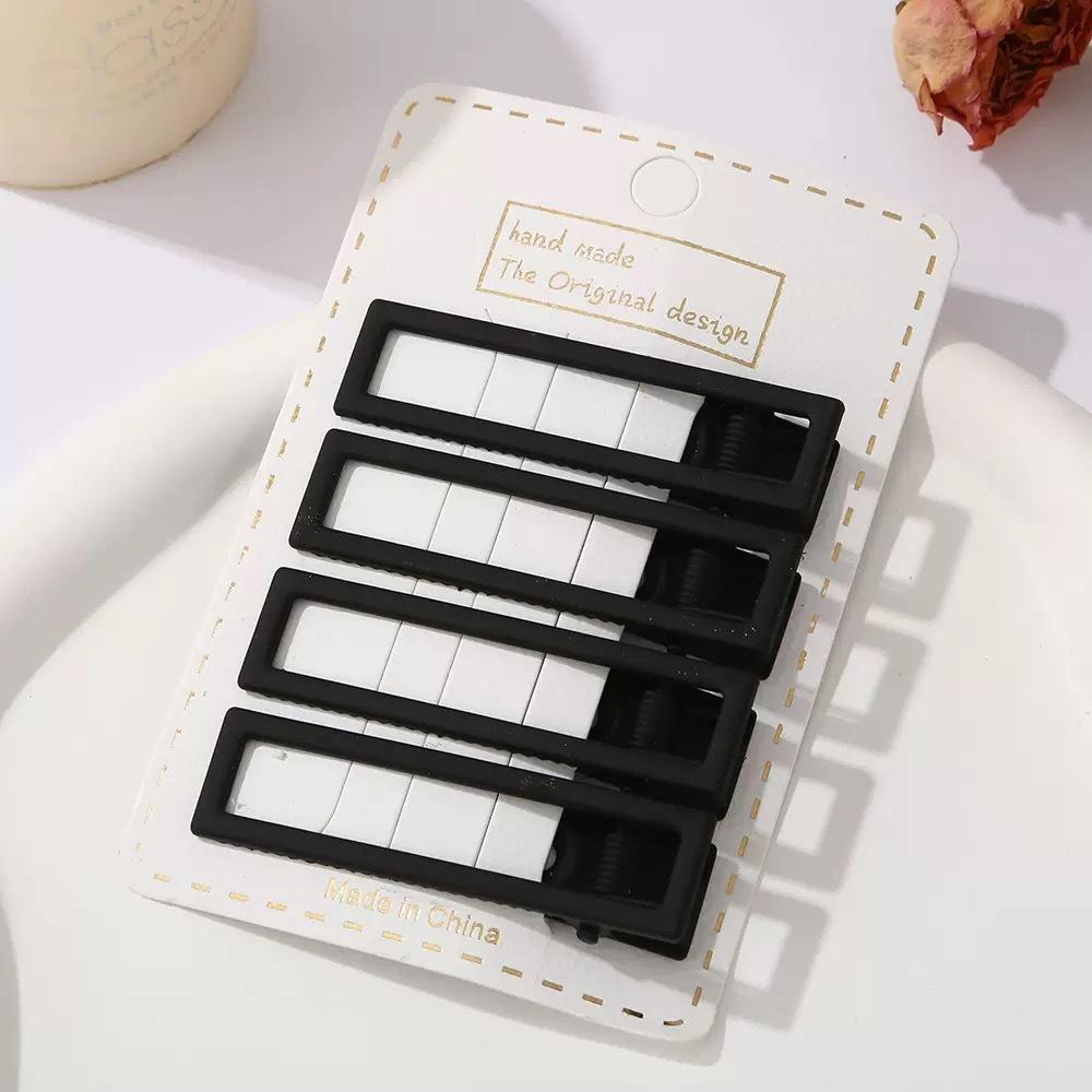 4Pcs Black Frosted Hair Clip Fashionable Trendy Hair Clips Hair Accessories Temperament Women Accessories Versatile Hair Clip