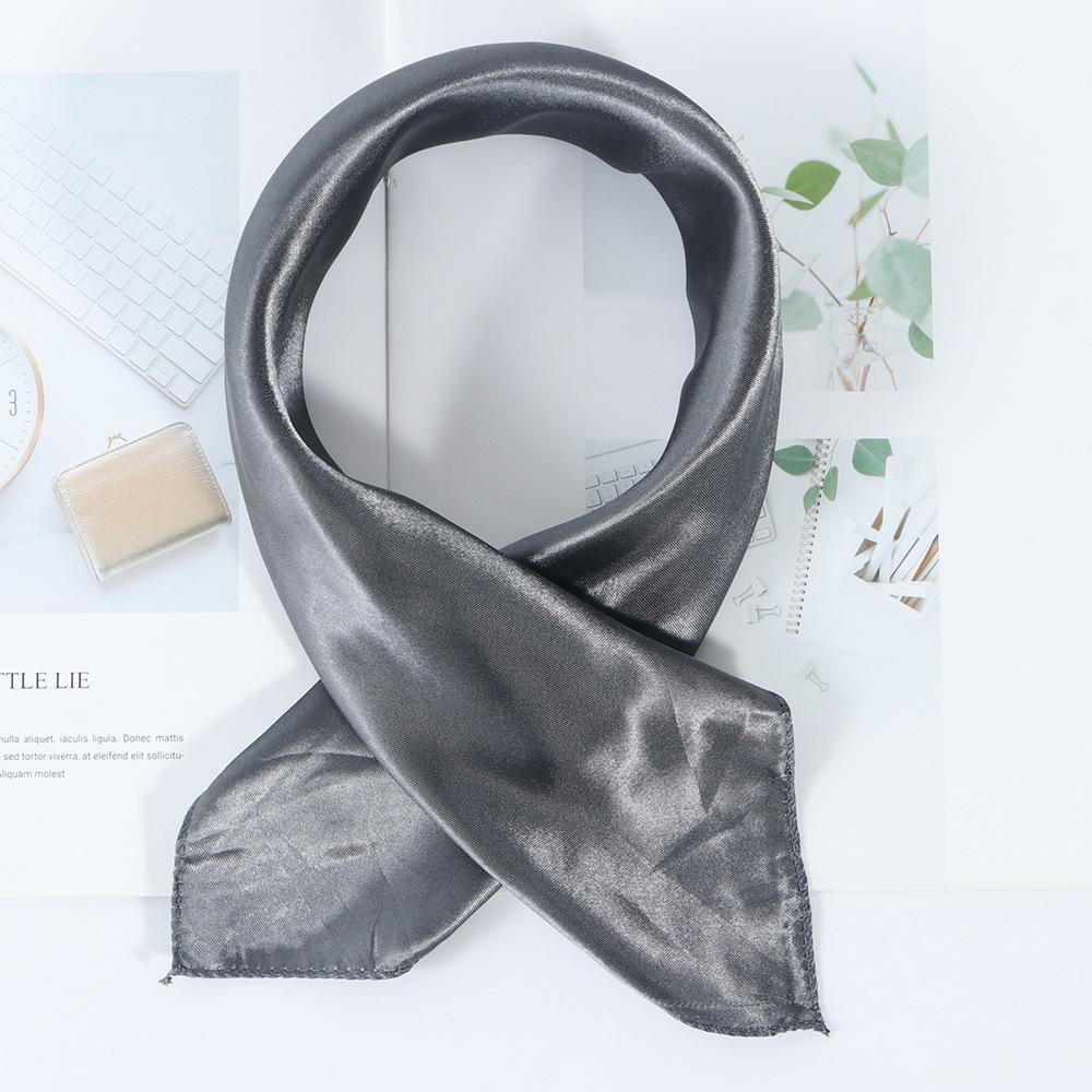 50*50cm Silk Scarf Women Small Soft Squares Decorative Head Scarf Multicolor Stripe Print Kerchief Neck Wrap Solid Colors