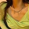 "European & American Double-Layer Love Necklace: Hip-Hop Inspired Long Sweater Chain for Women"