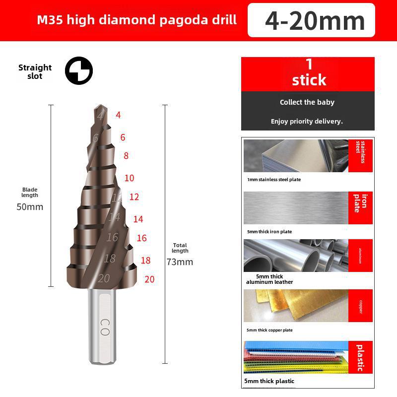 Universal Spiral Tower Reamer Stainless Steel Drill Bit - Ideal for Iron, Aluminum, & Metal Hole Opening.
