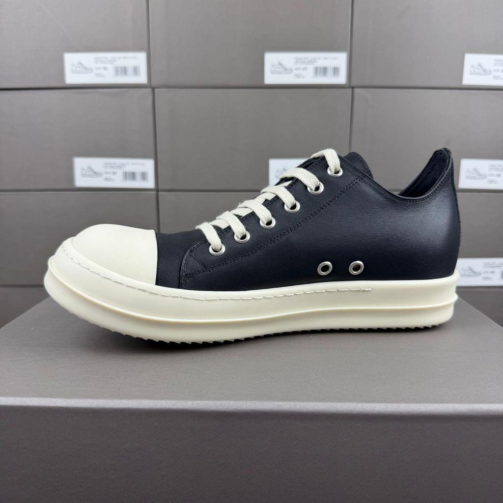 Herren Dark Vollnarbenleder Low-Top Skate-Schuhe - Unisex Klassisch & Trendig