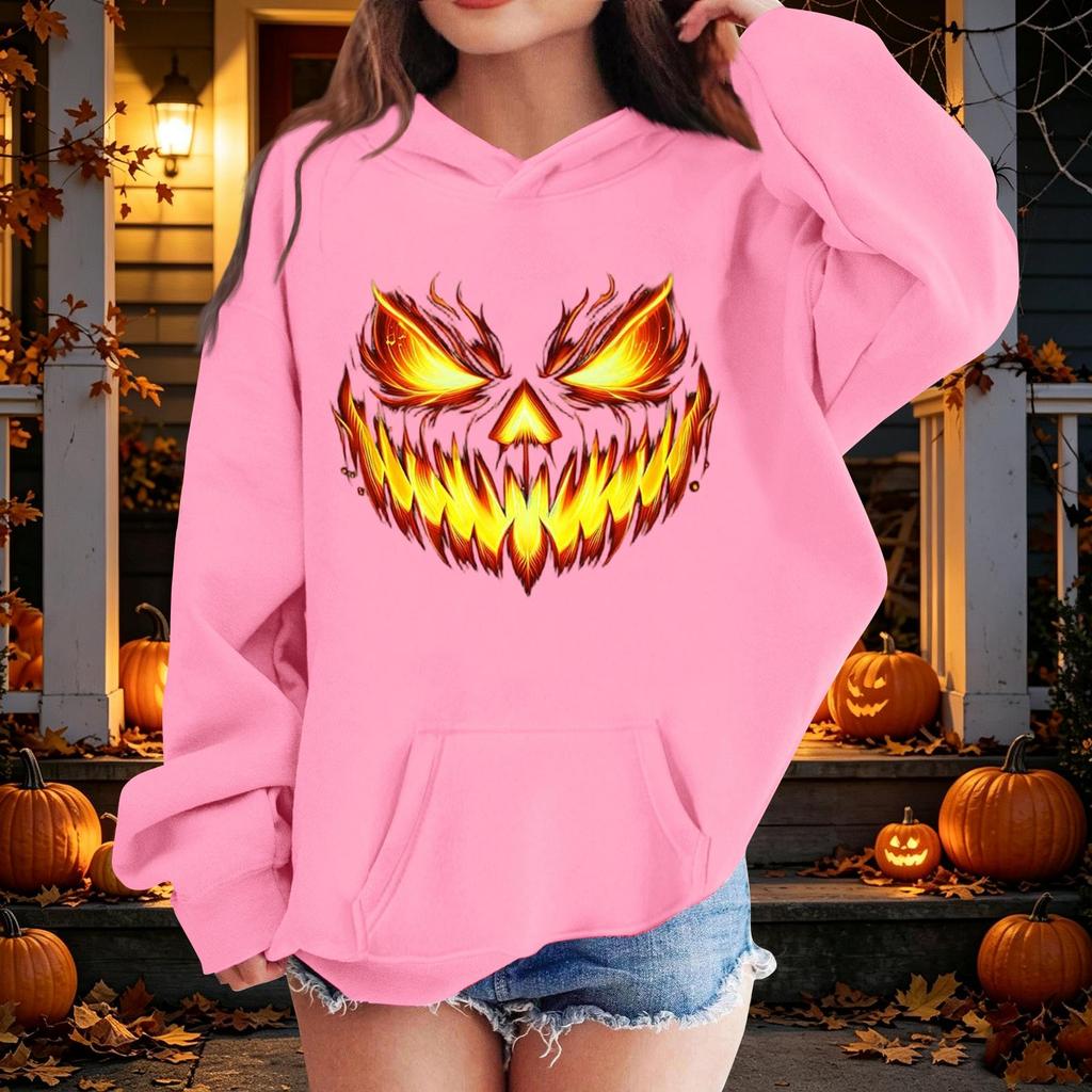 Kinder Halloween Kapuzenpullover mit Aufdruck Lässiger lockerer Pullover für Jungen Mädchen Party und Alltag