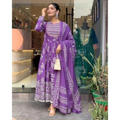 Party Wear Designer Anarkali Kurti Pant Dupatta Set Indian Bollywood Salwar Suit VFP-1874a