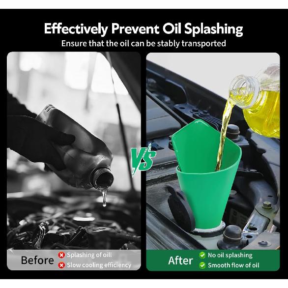 Reusable Flexible Oil Drain Funnel Form A Foldable Bendable Flex Funnel For Car Motorcycle Truck Lawnmower Snowplow Reused Oil Change Spill-Free
