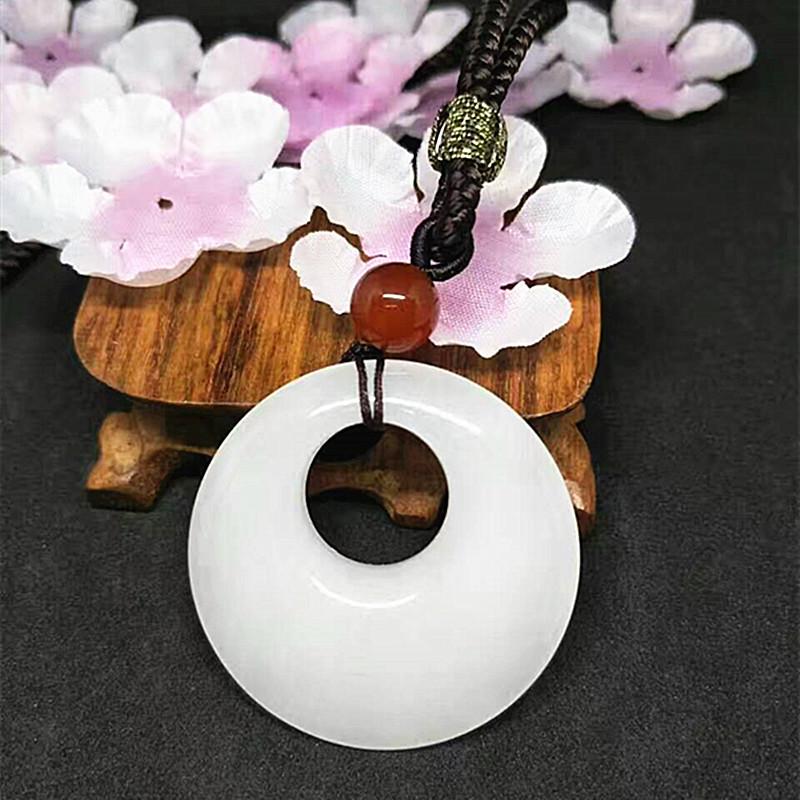 Unisex Jade Necklace with Cornflower Pendant  Ethnic Sweater Chain by301