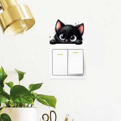 Luminous Light Switch Decals, Glow In The Dark Cute Cat Switch Sticker, Cartoon Animal PVC Wall Art Mural for for Bedroom Living Room