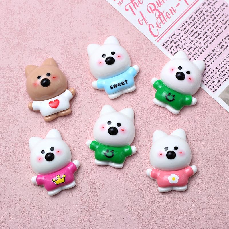 Large West Highland White Terrier Resin Hair Clip Decoration Materials - Cream Cartoon Design