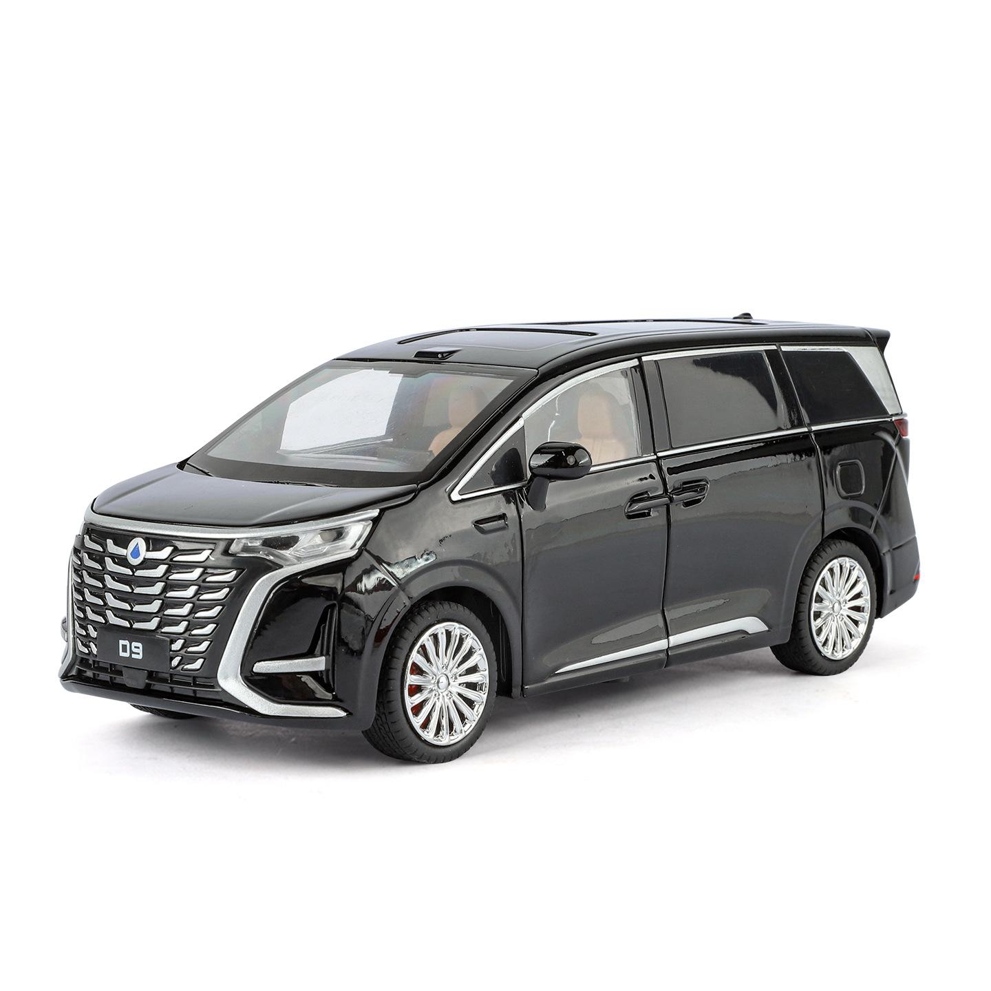 

1/24 Денза D9 MPV Модель автомобиля из сплава Звук и свет Инерционный механизм Детская игрушка Коллекционные предметы Подарок на день рождения чёрный