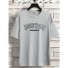 Men's Summer Loose Size 100% Cotton Trendy Boston Graphic Print Casual Fit Round Neck Short Sleeve T-shirt Top