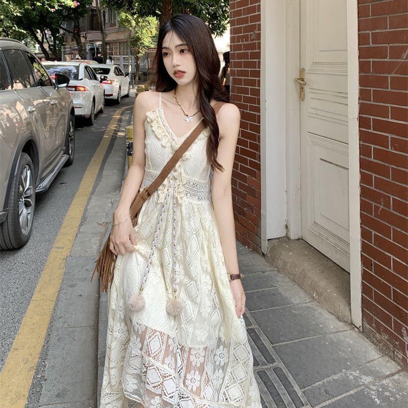 Bohemian Vintage Marble Spaghetti Strap Beach Dress