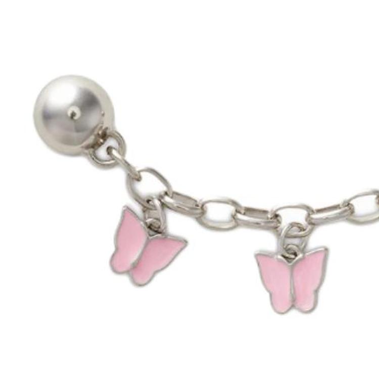 Crocs Gothic Girl Butterfly Chain Design Zinc Alloy Shoe Accessories Women's Silver