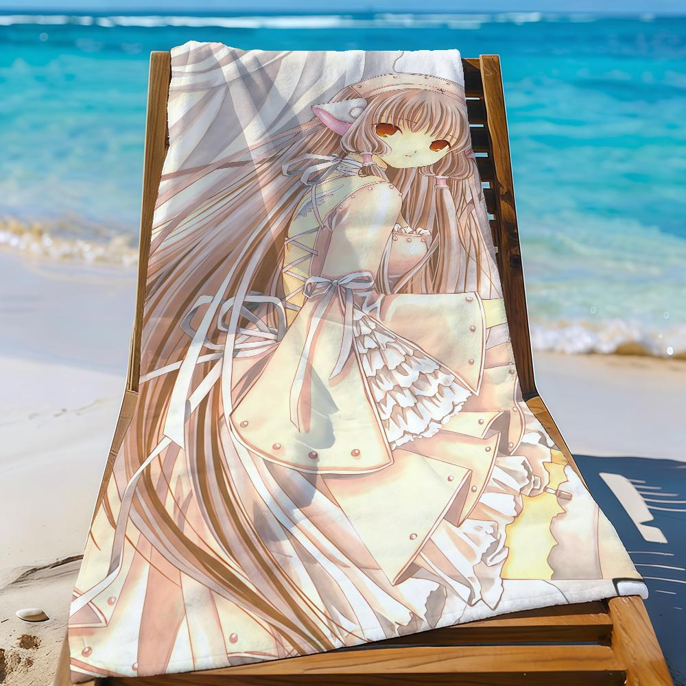 Anime C-Chobits Cute Chii Towel Sports Quick Dry Travel Camping Gear Sandproof Soft Light Large Beach Towel