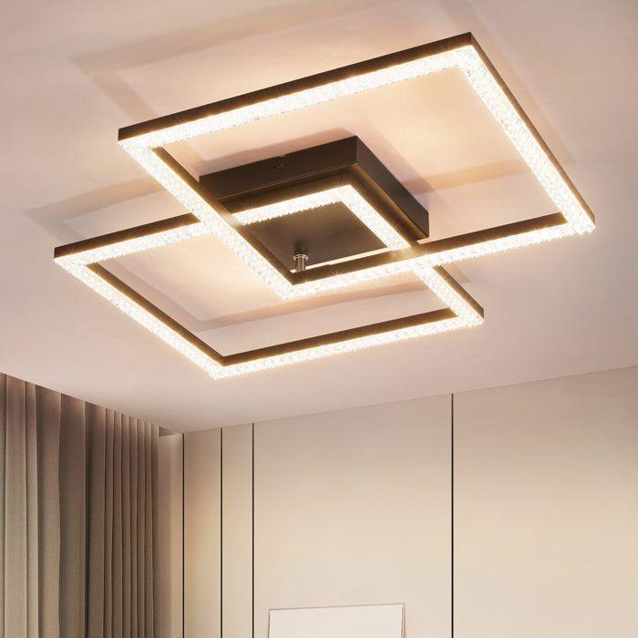 Plafonnier LED - NETTLIFE - Cristal 24W - 46 cm - Noir - 3000K Blanc chaud